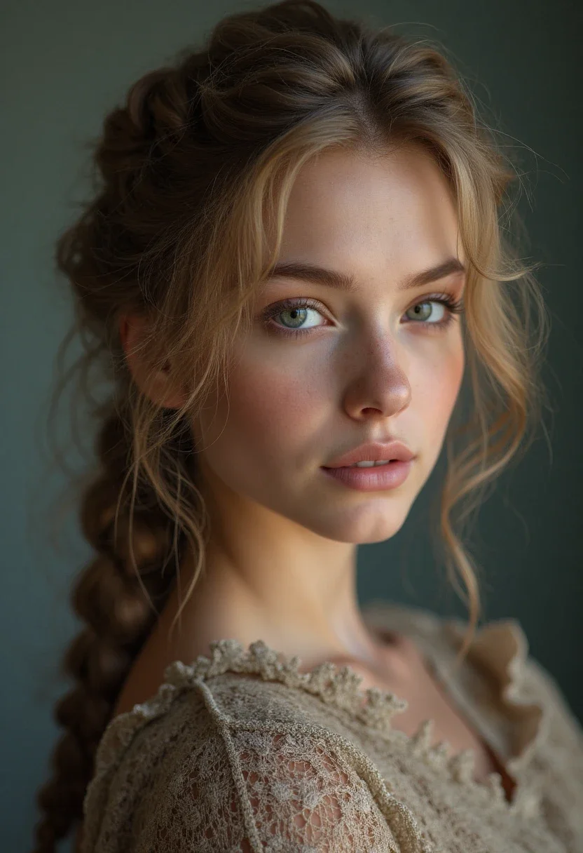 Close-up of a detailed fishtail braid with finely interwoven strands.