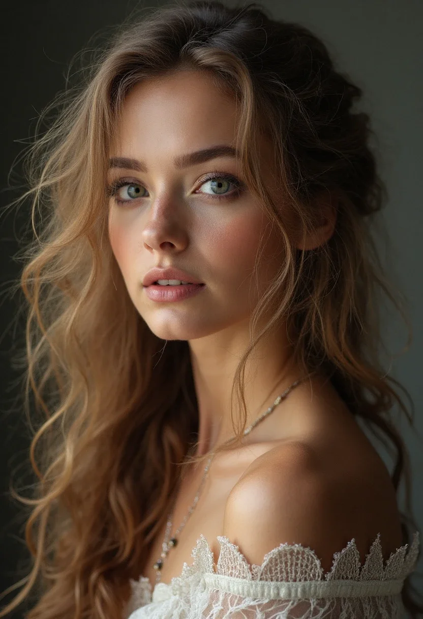 Side view of a waterfall braid with loose curls.