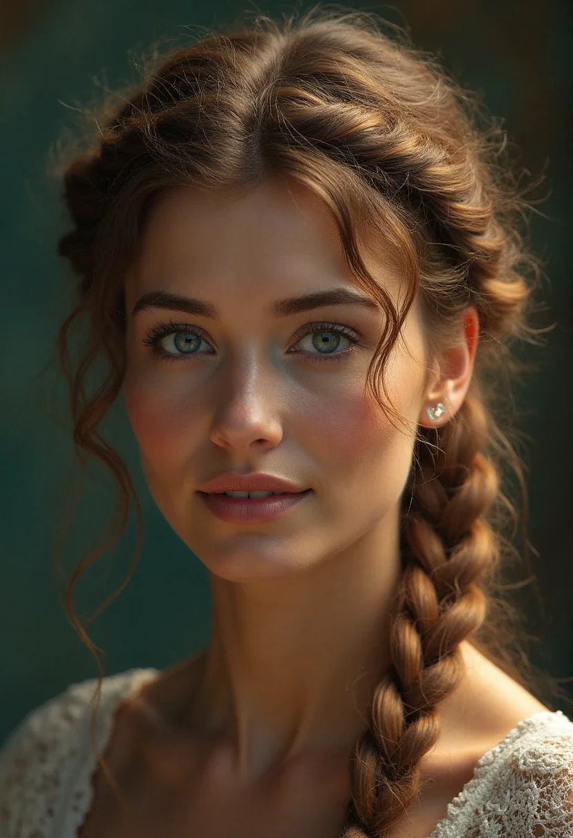 Top view of a crown braid wrapped around the head.