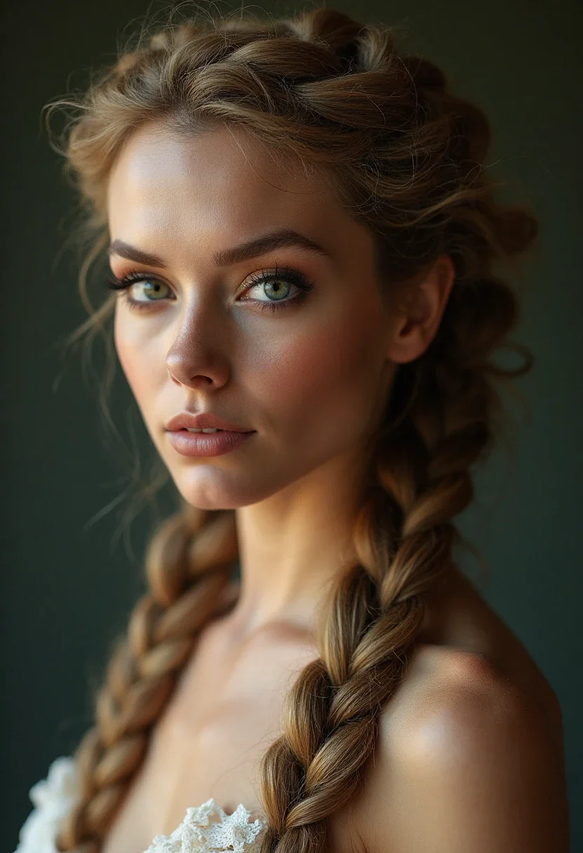 Profile view of a halo braid encircling the head.