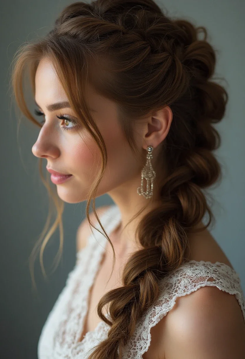 Half-up French braid, combining elegance with a casual feel.