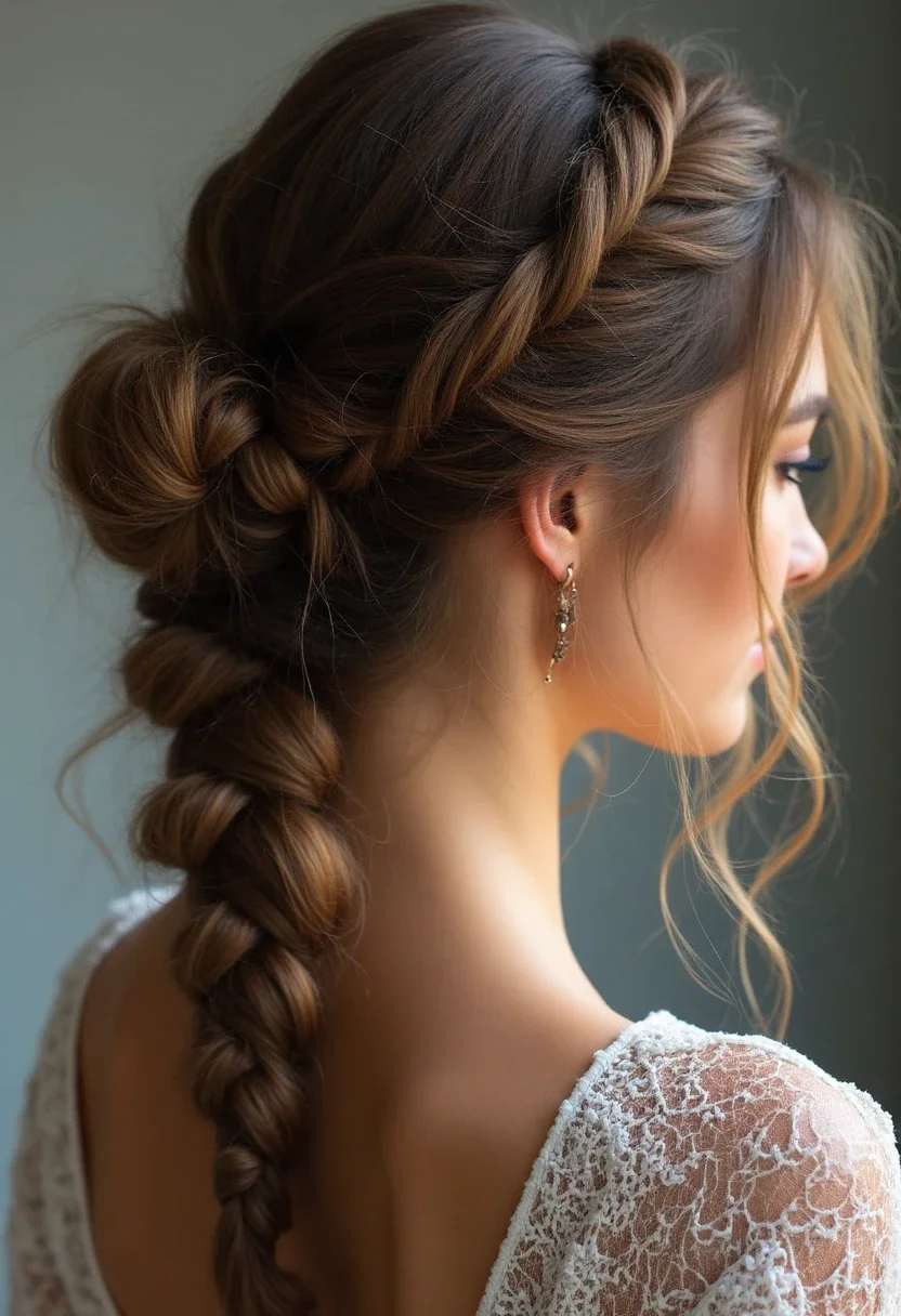 Messy French braid, offering a carefree and relaxed look.