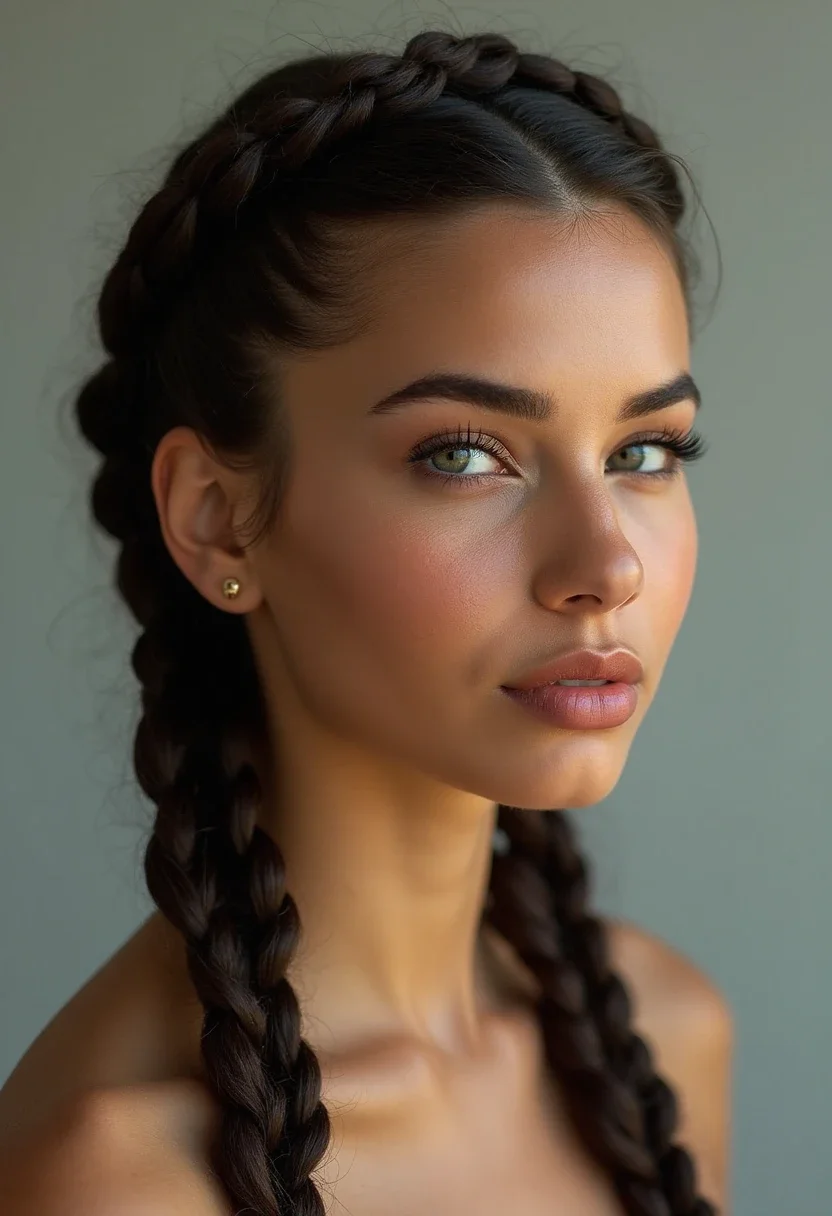 French crown braid on a woman, suitable for a royal look.