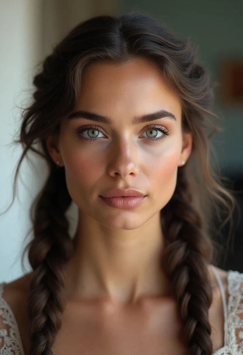 A woman sporting double French braids for a sporty look.