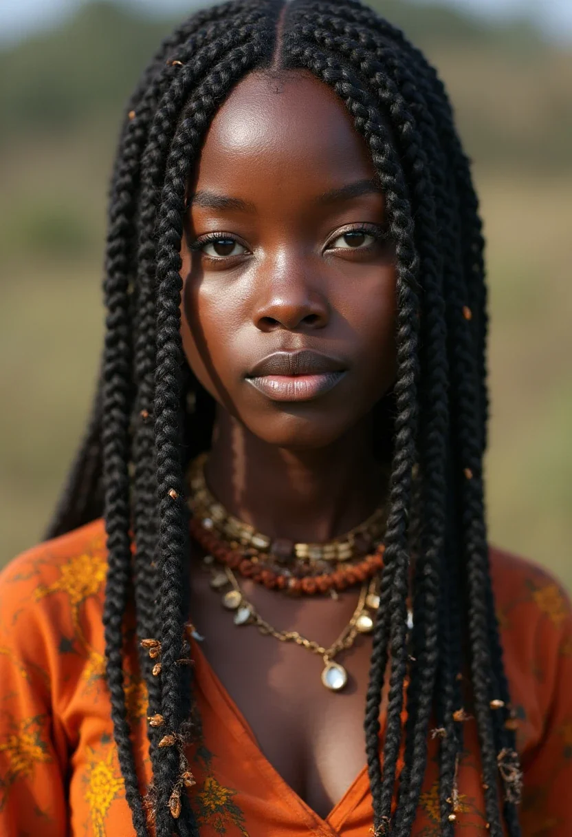 Fulani braids with zigzag patterns.