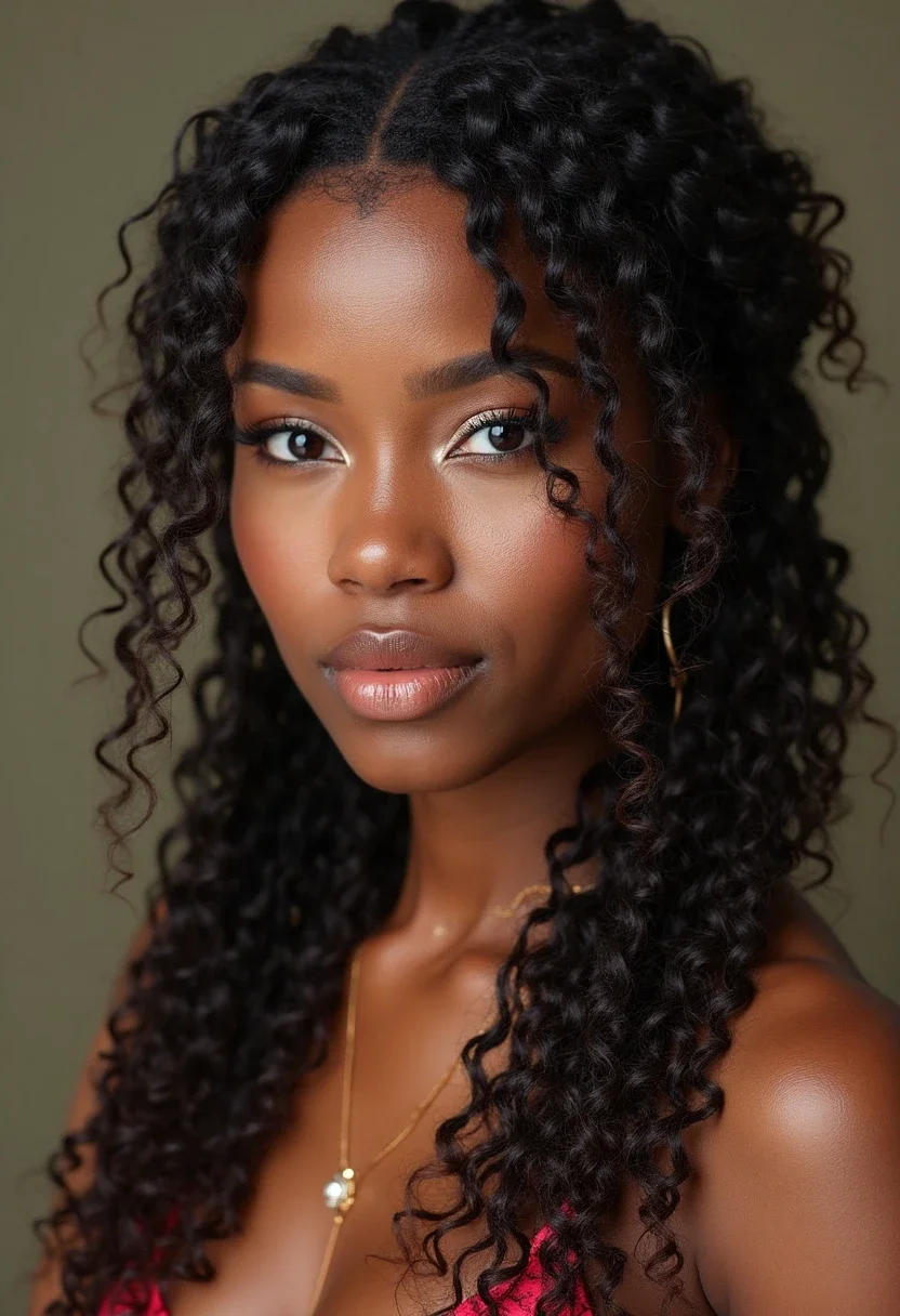 Fulani braids with curly ends.