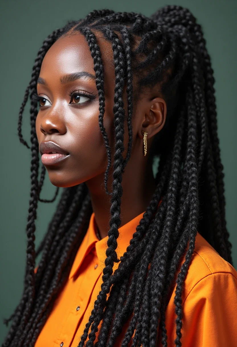 Jumbo Fulani braids.