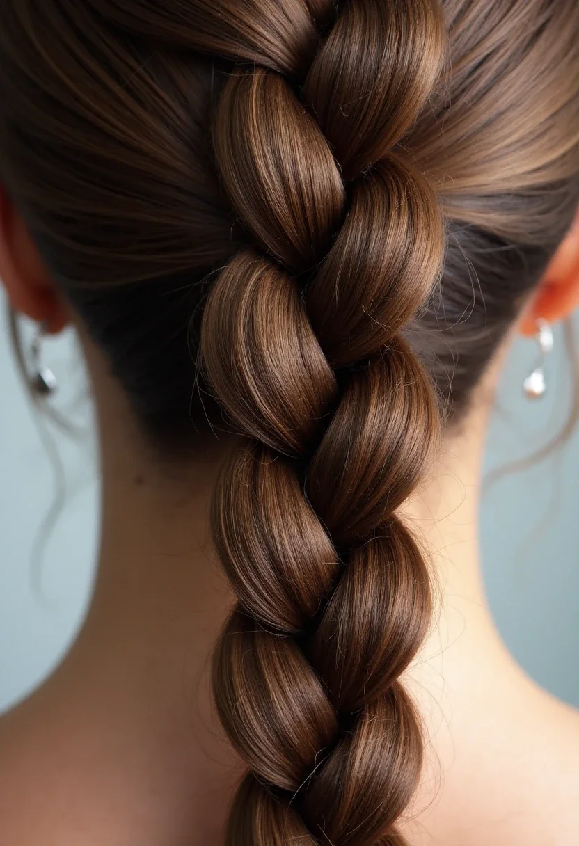 Elegant fishtail braid with detailed weaving.