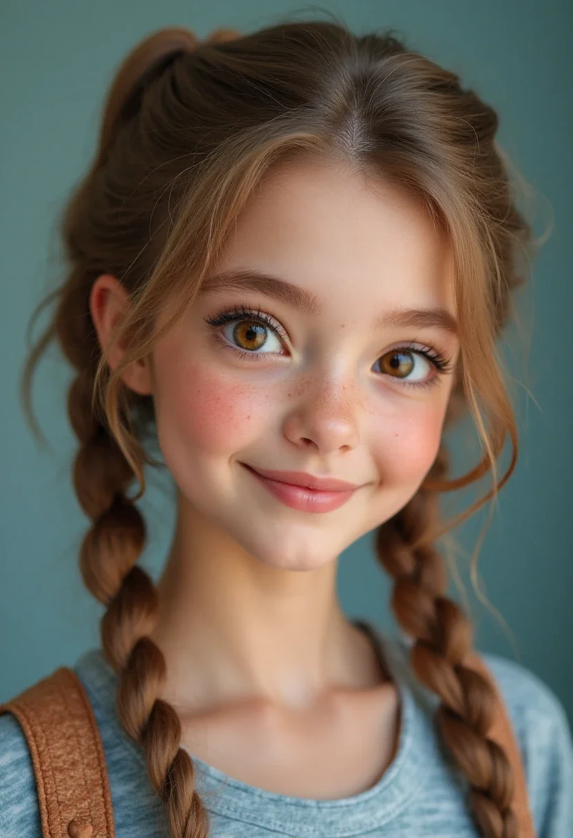 Playful pigtail braids with a youthful look.