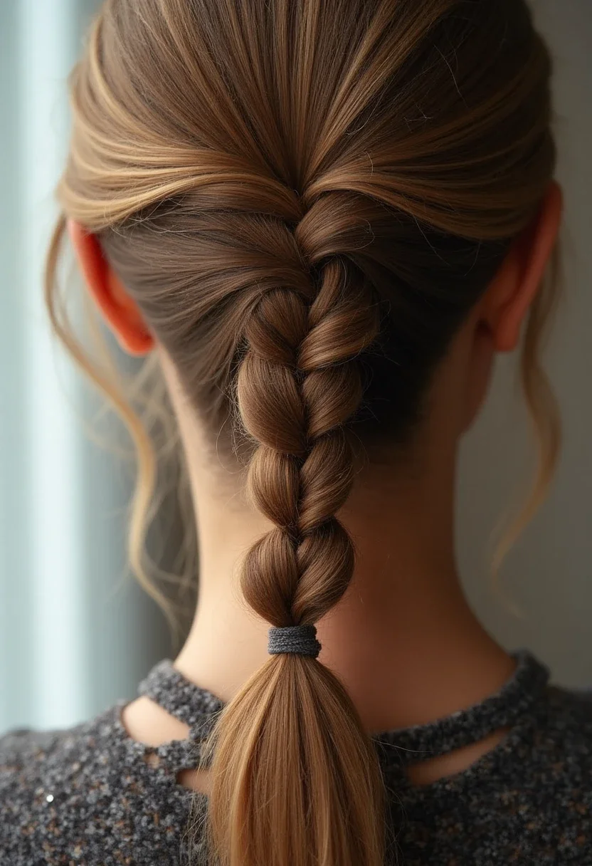 Close-up of a ladder braid.