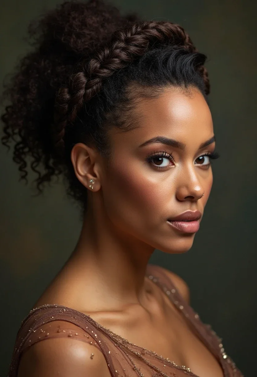 Alicia Keys wearing a braided crown.
