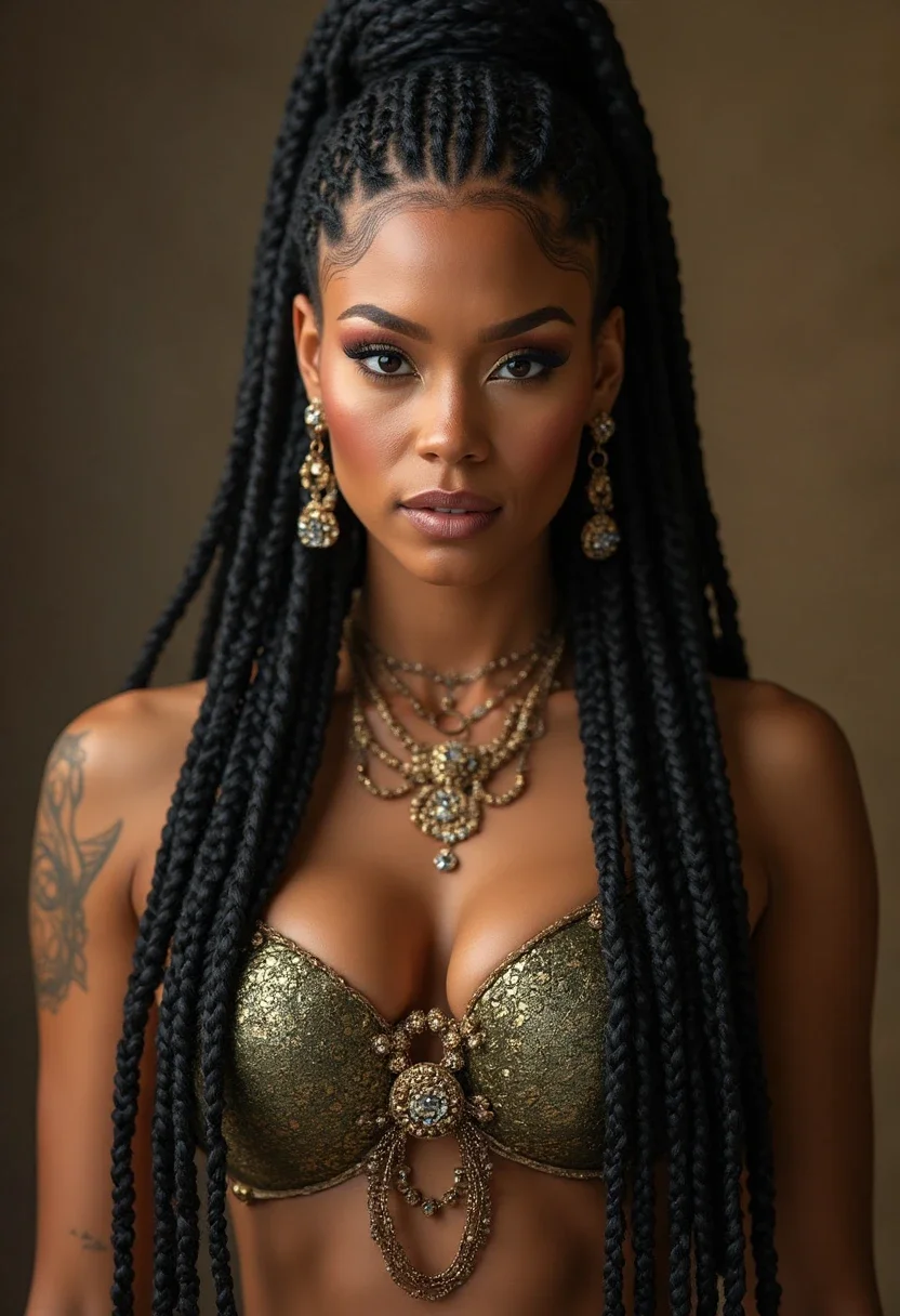 Alicia Keys in goddess braids.