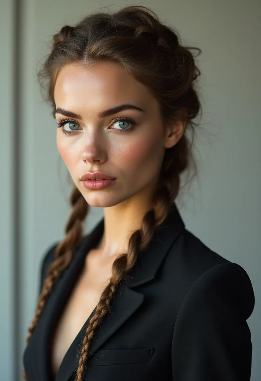 Woman with a Dutch braid hairstyle