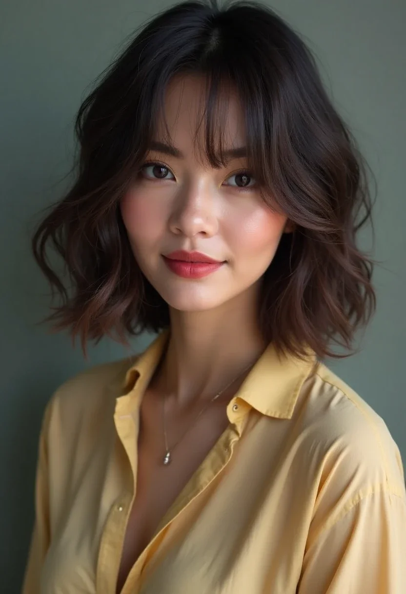 Woman with a textured bob hairstyle
