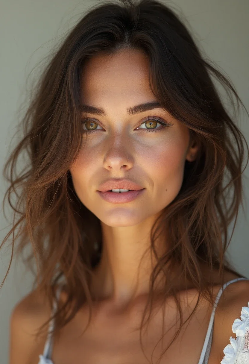 Woman with beach waves in her hair.