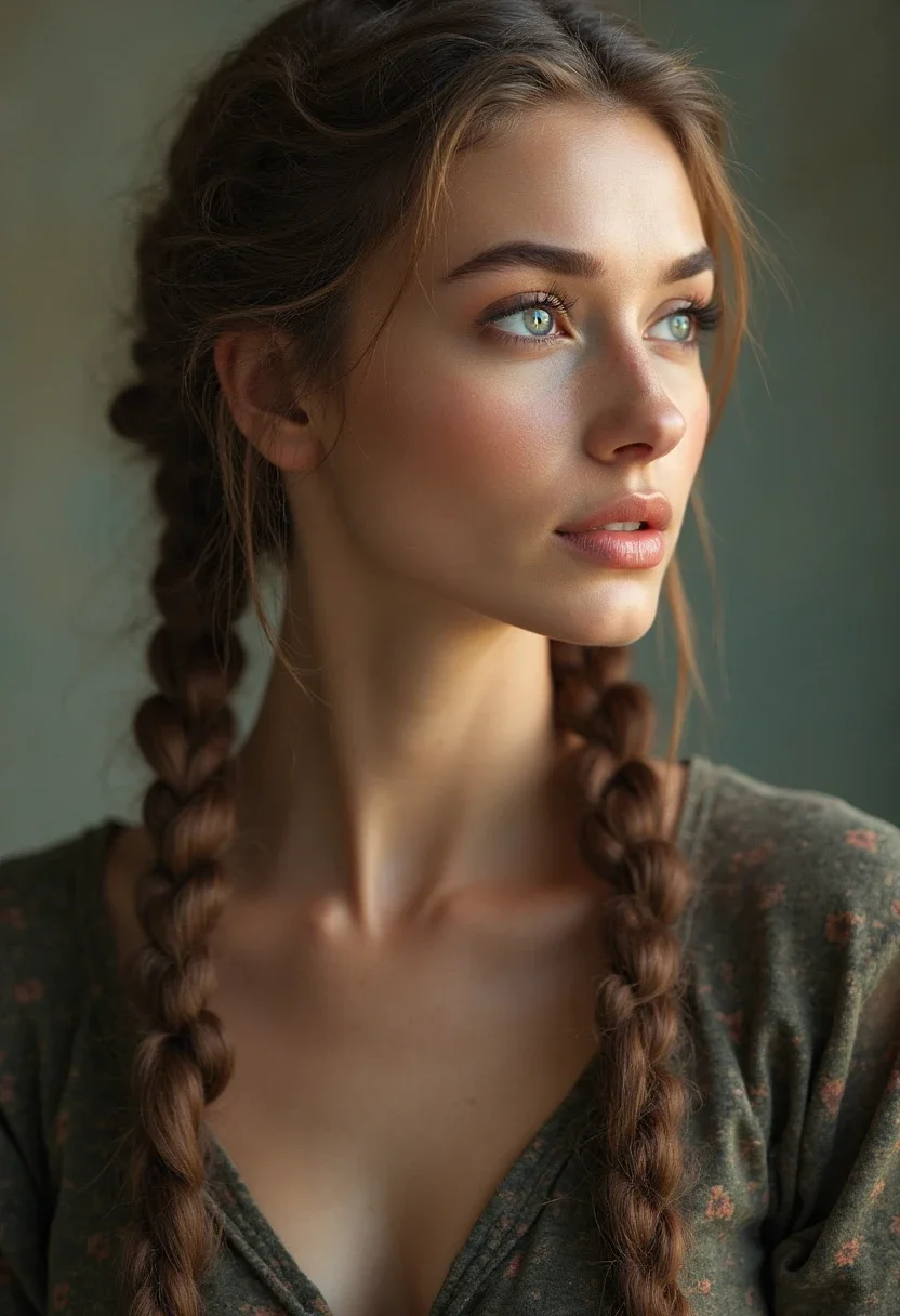 Woman with double Dutch braids.