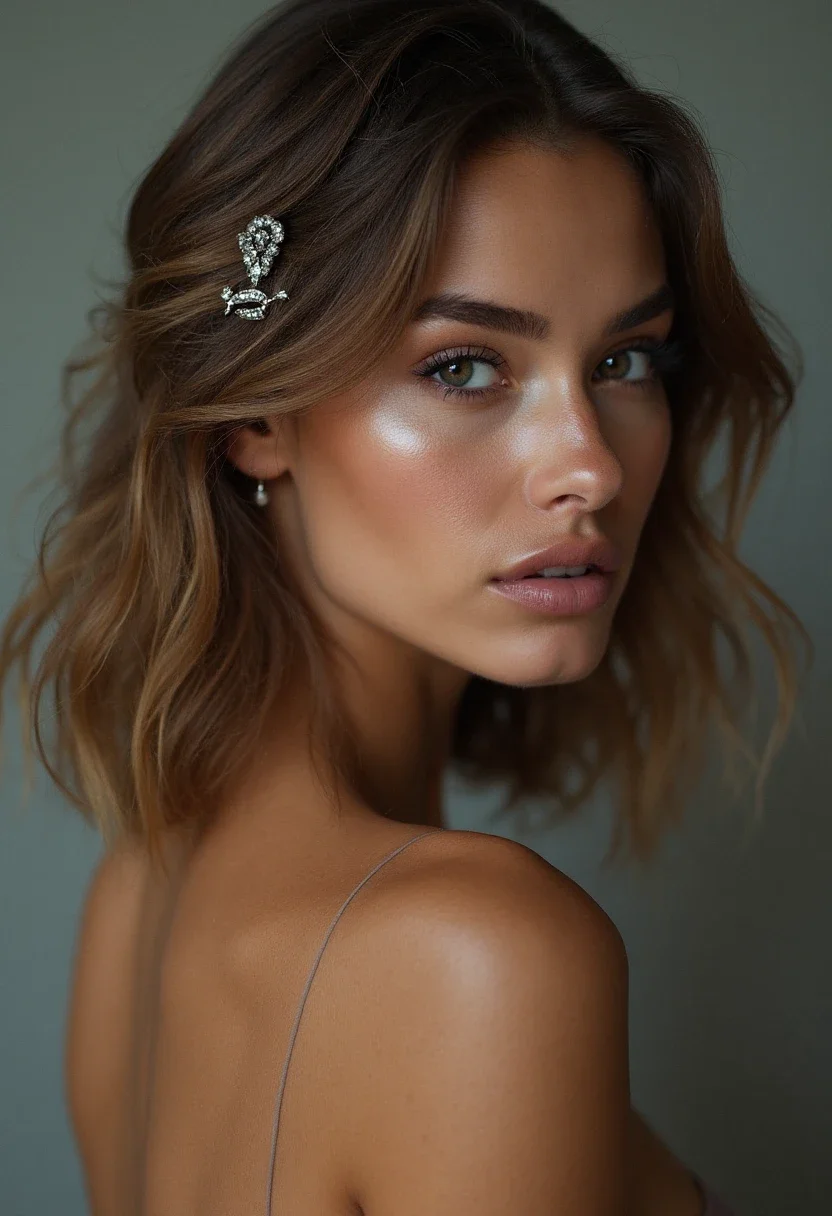 Woman with a hair claw style.