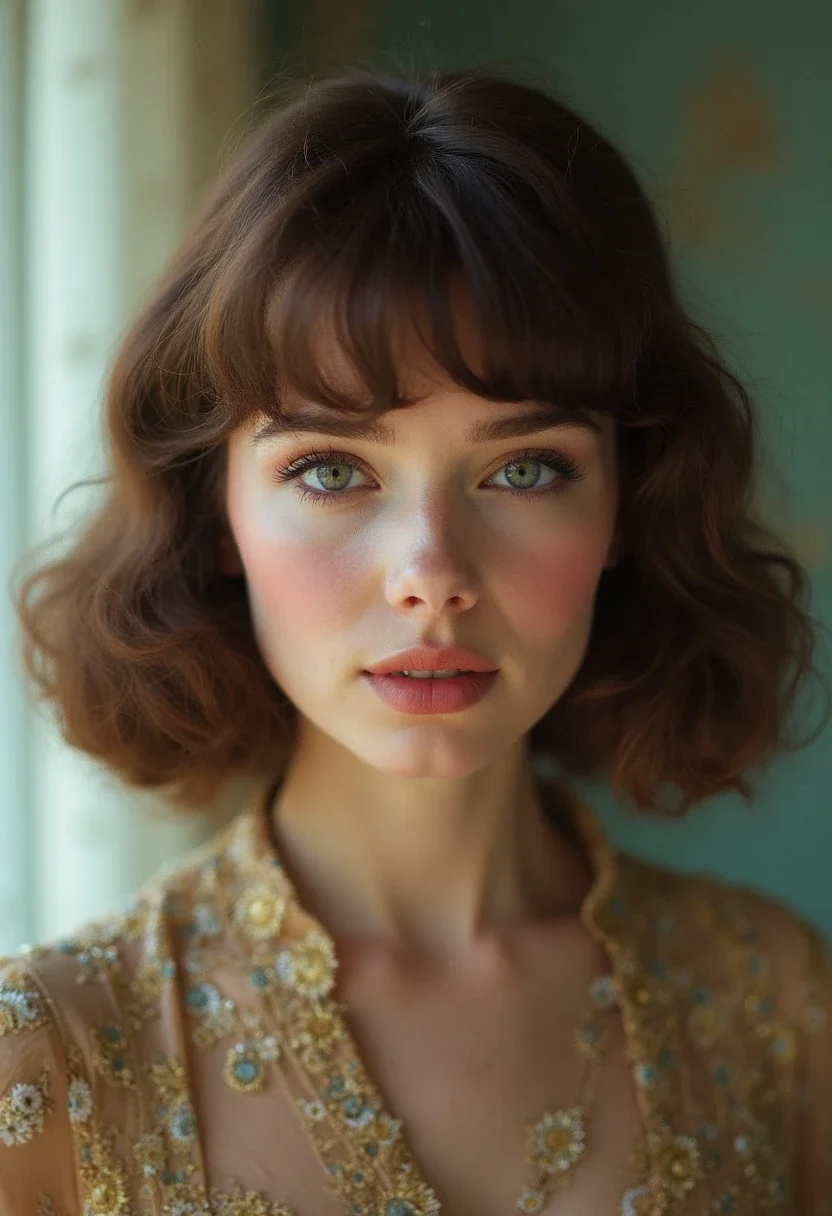 Woman with retro flip hairstyle.