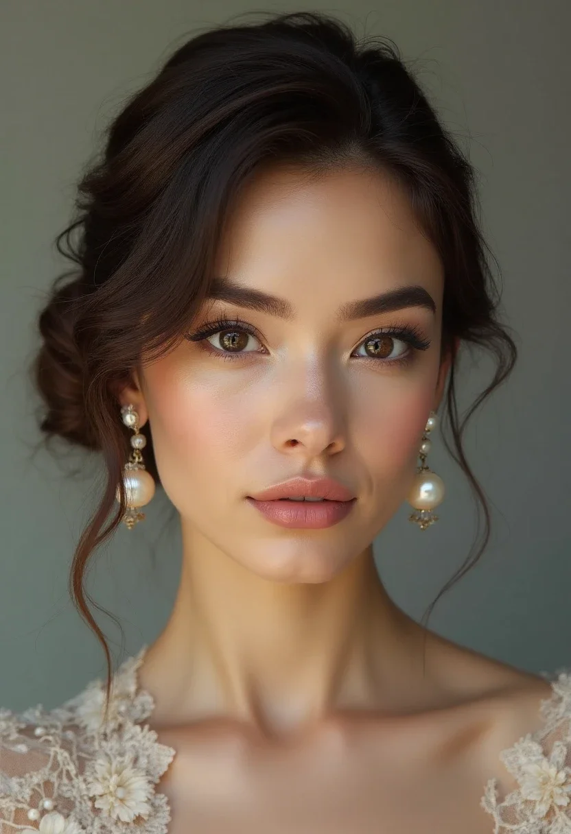 Woman with elegant chignon hairstyle.