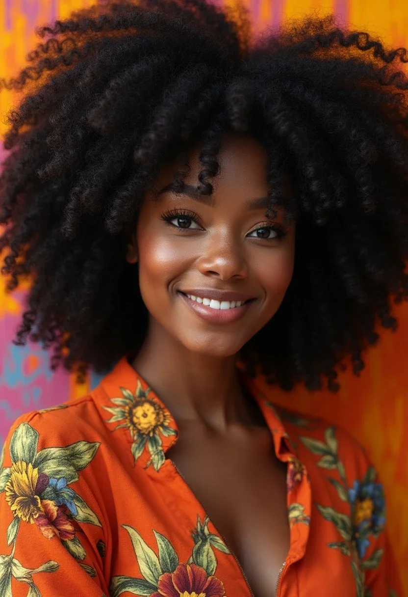 Afro curls with volume