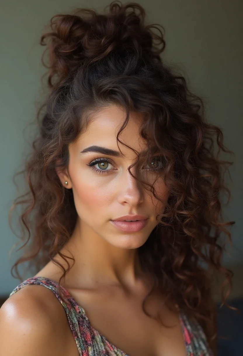 Half-up curly hairstyle