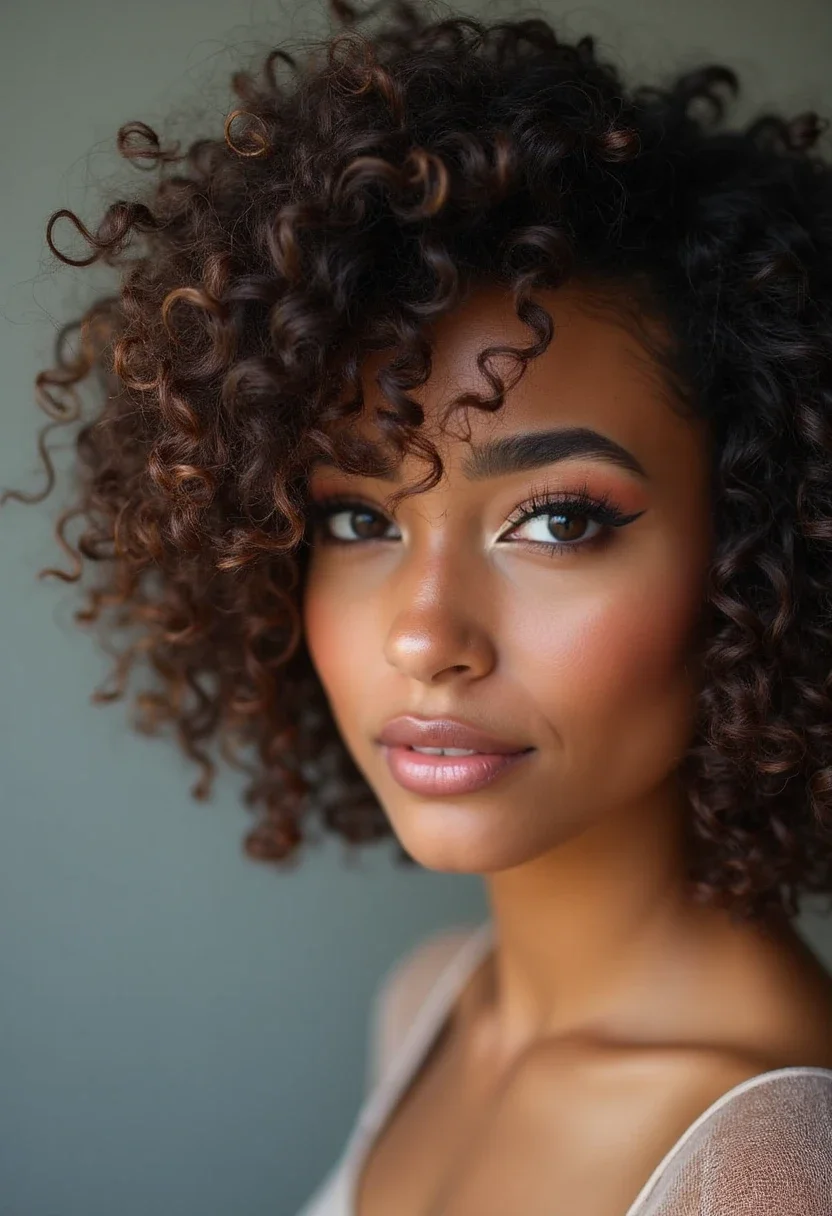 Textured curly bob with natural movement.