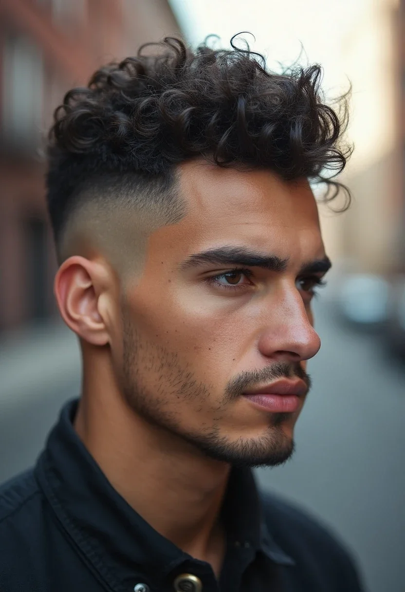 Man with modern curly undercut hairstyle