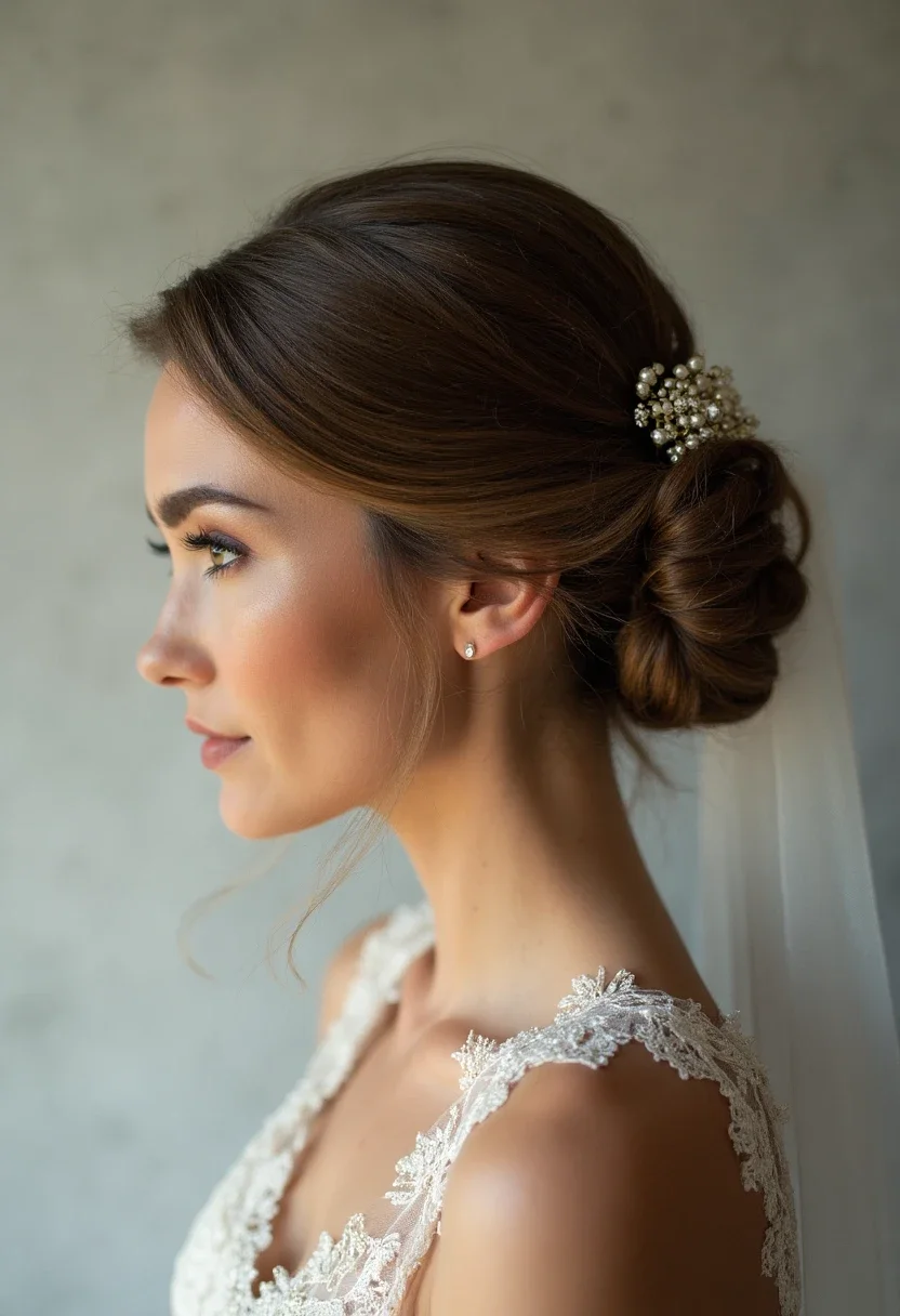 Bride with elegant chignon.