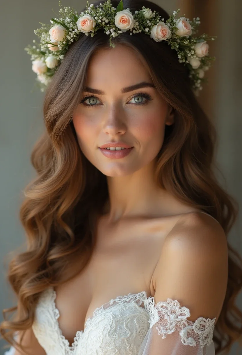 Bride with boho chic waves.