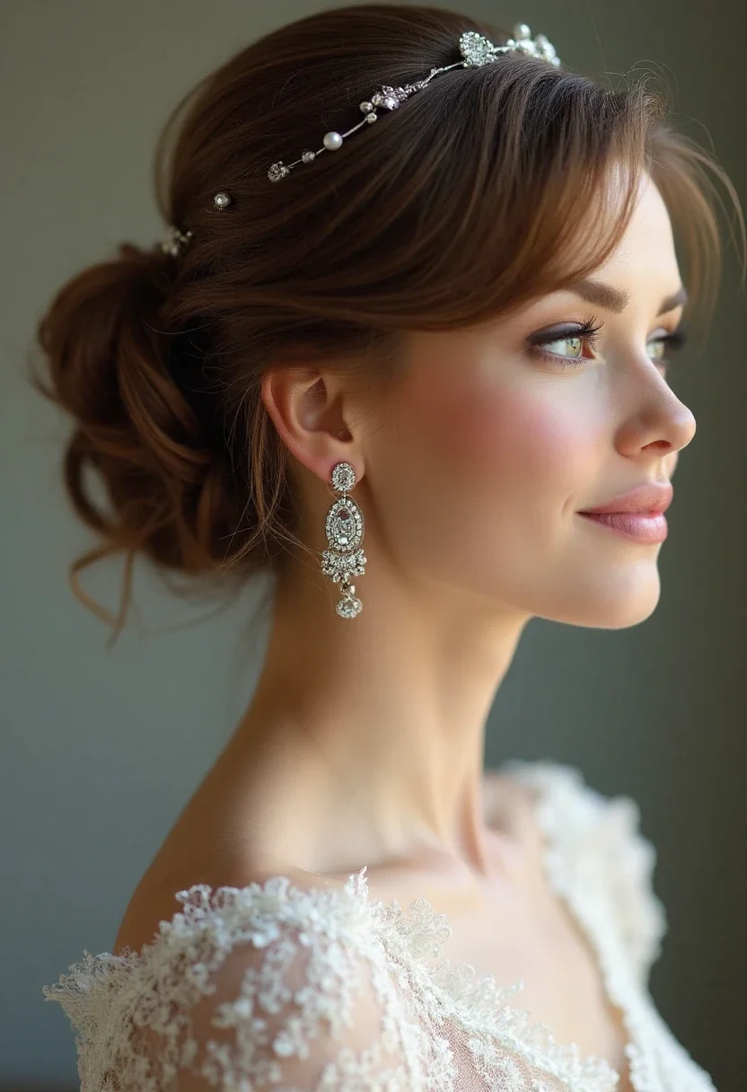 Bride with romantic updo.
