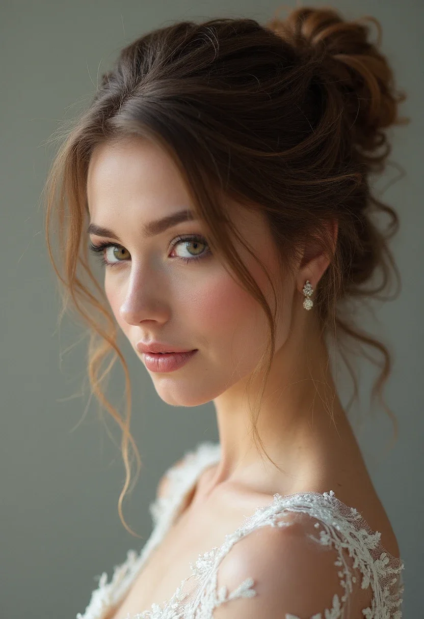 Bride with messy bun.