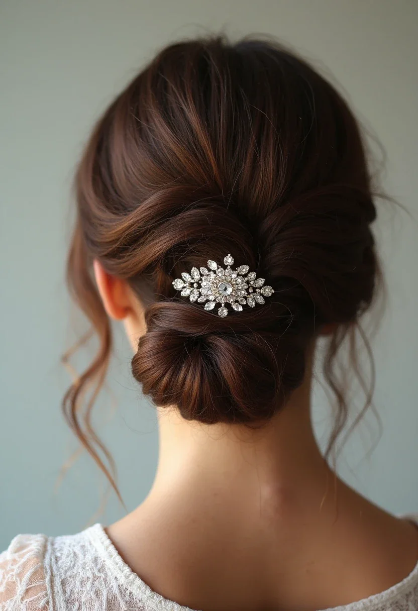 Half-up twist hairstyle with a decorative barrette