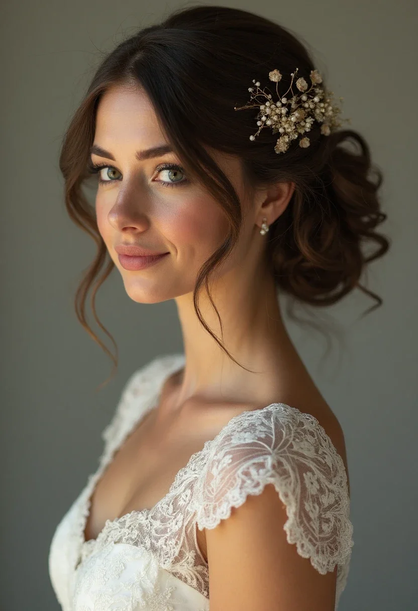 Bridesmaid with vintage finger waves and a vintage comb.