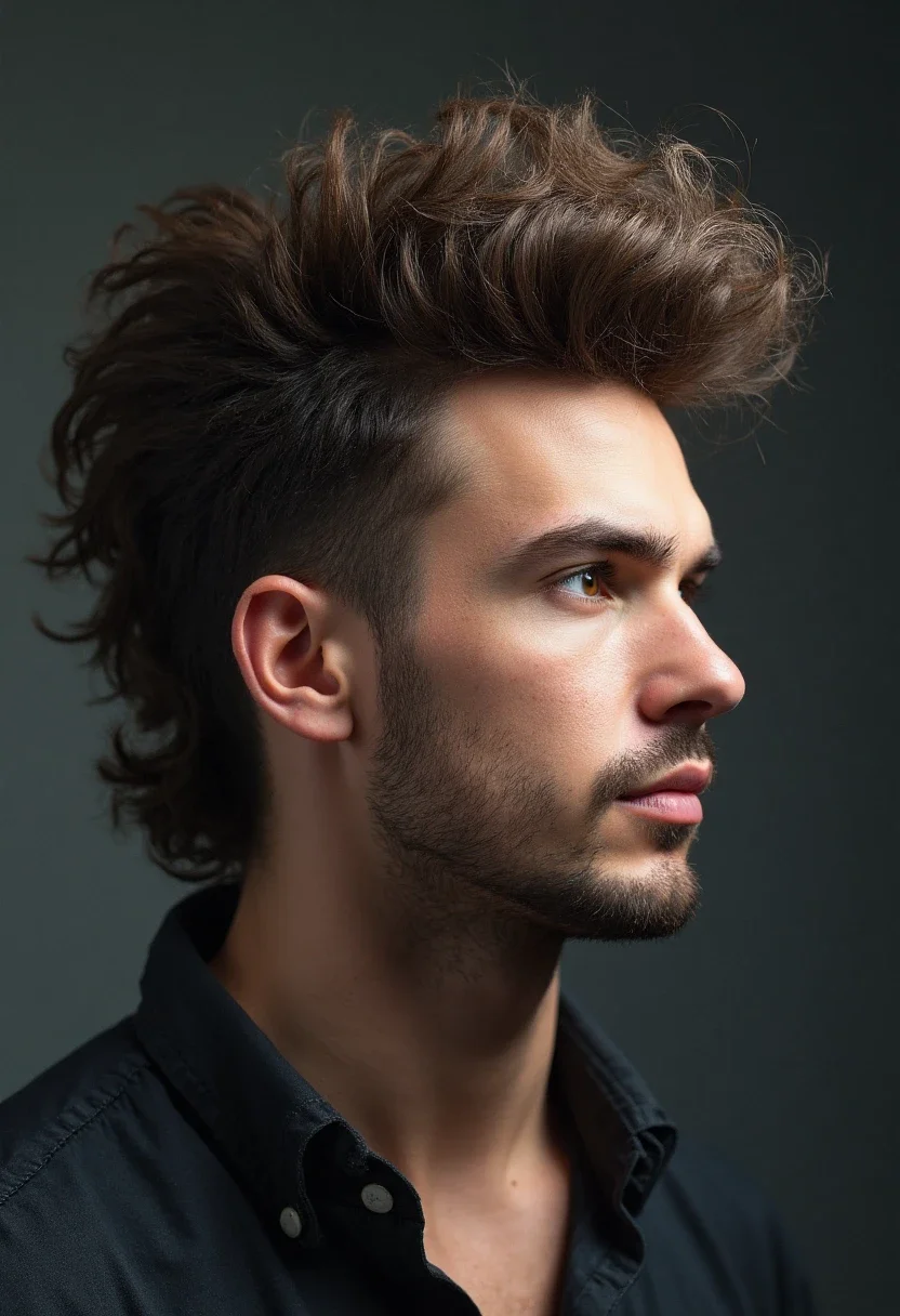 Man sporting a modern textured mullet hairstyle