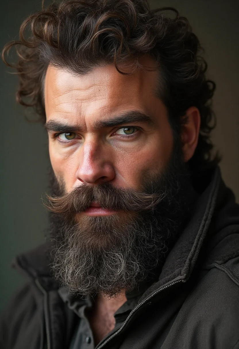 Man with a curly mullet and beard
