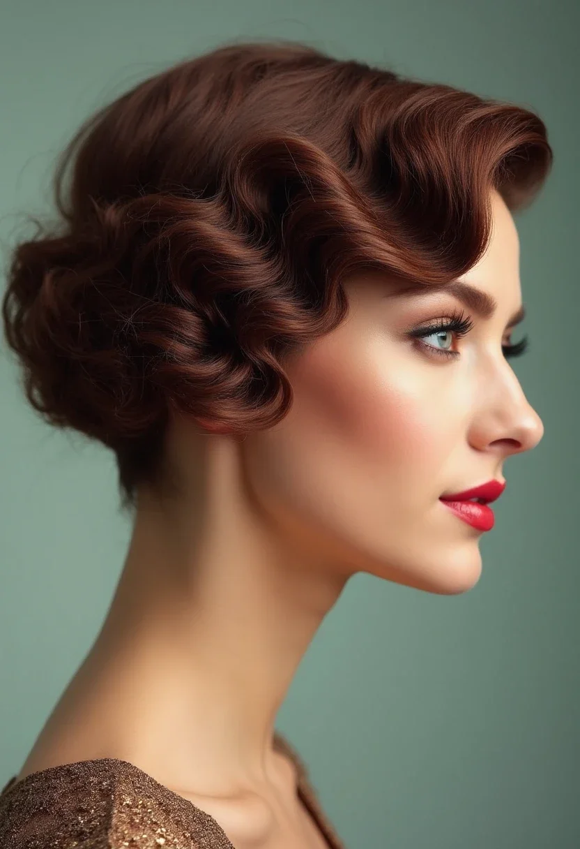 Woman with vintage finger waves hairstyle