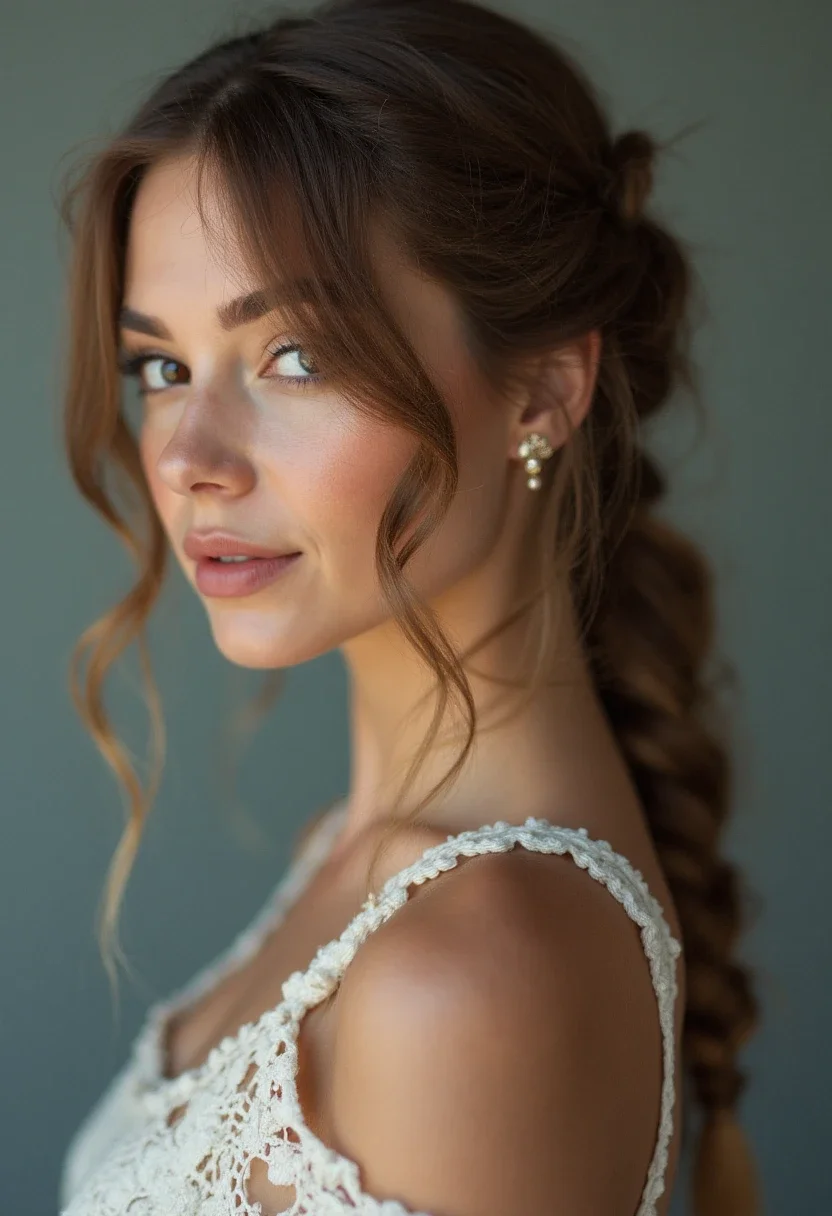 Woman with a side braid hairstyle