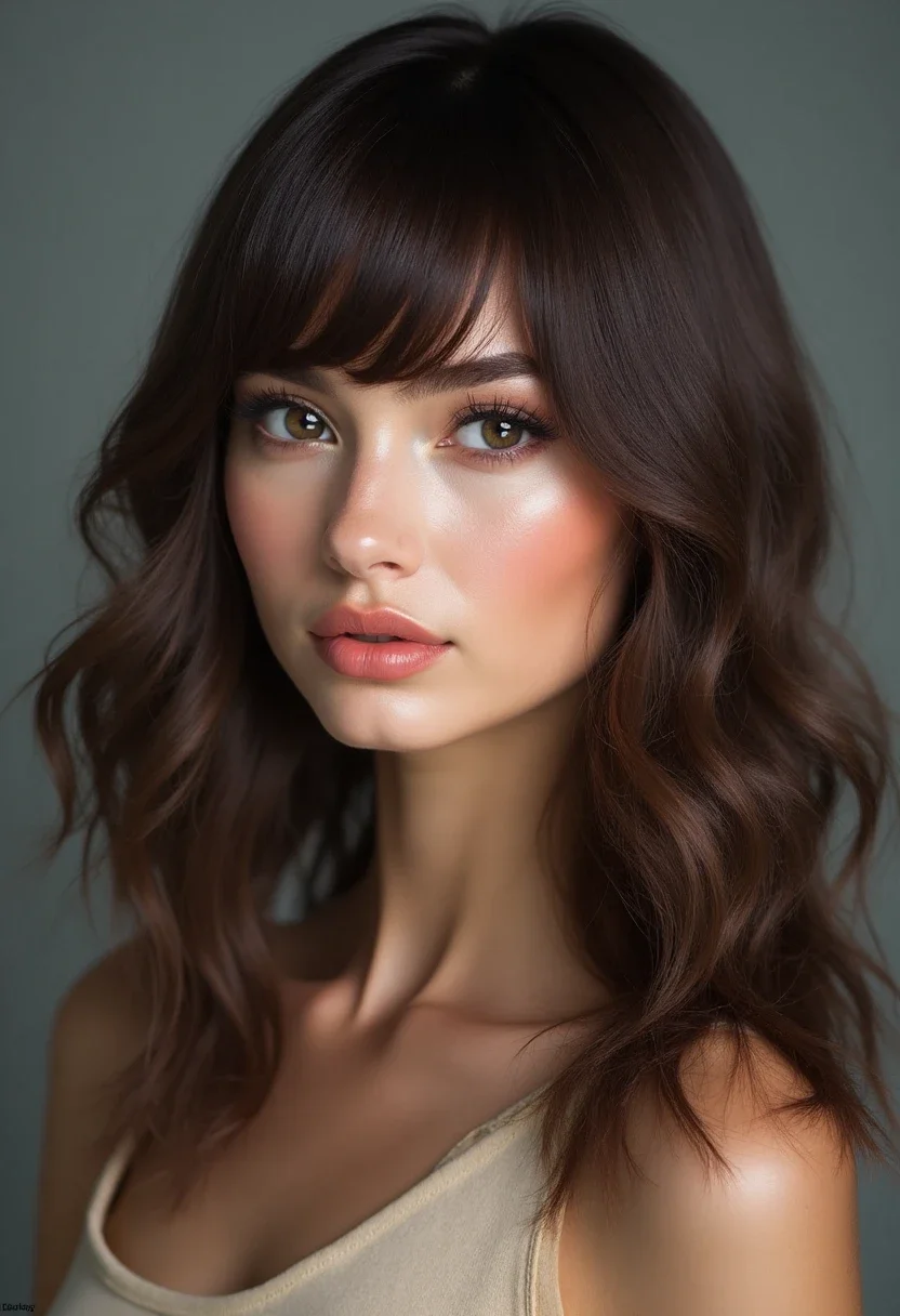 Woman with sleek straight hair