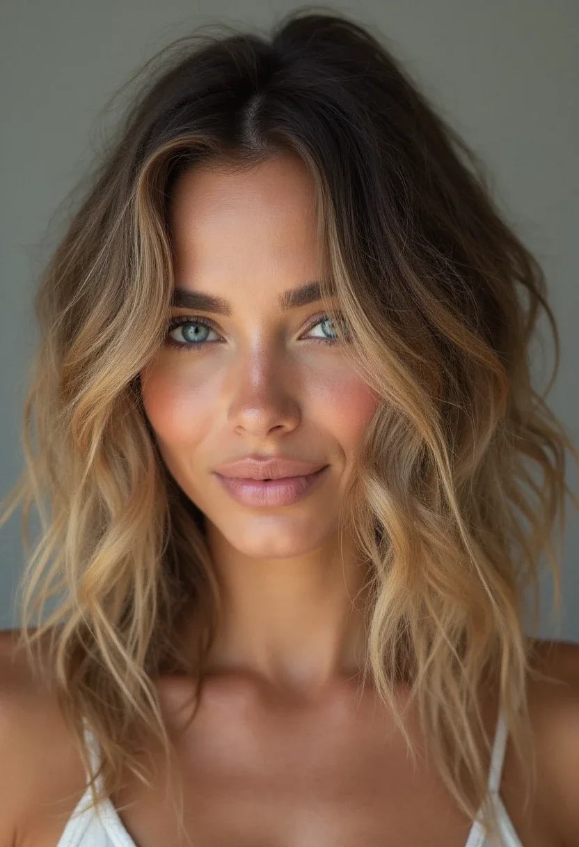 Woman with beachy waves hairstyle