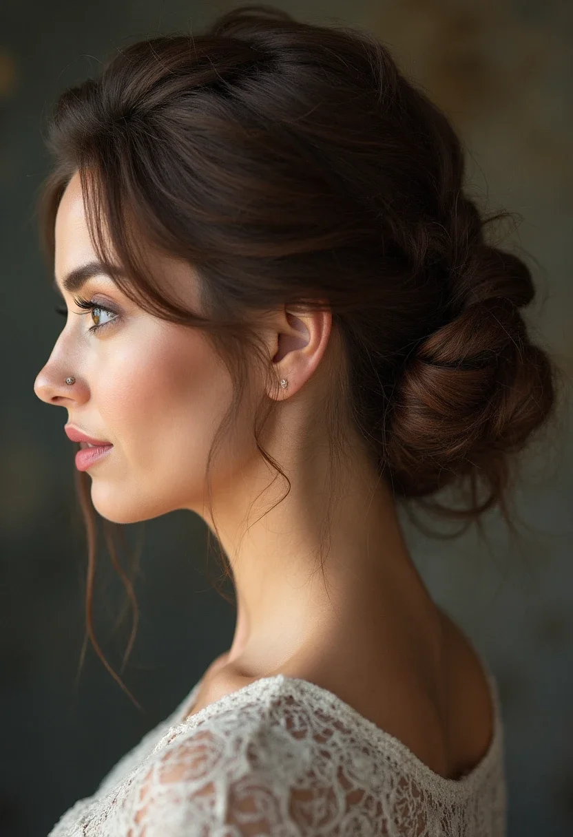 Woman with an elegant chignon hairstyle