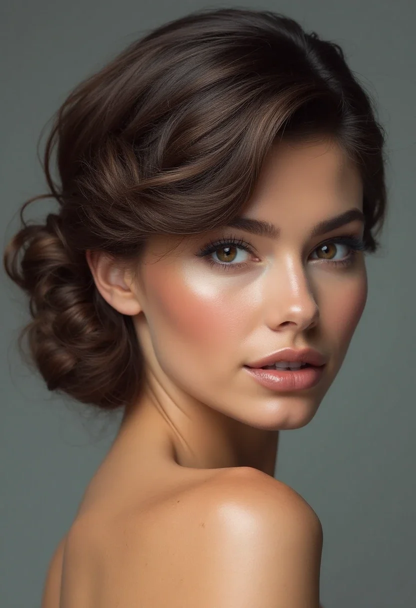 Woman with a French twist hairstyle