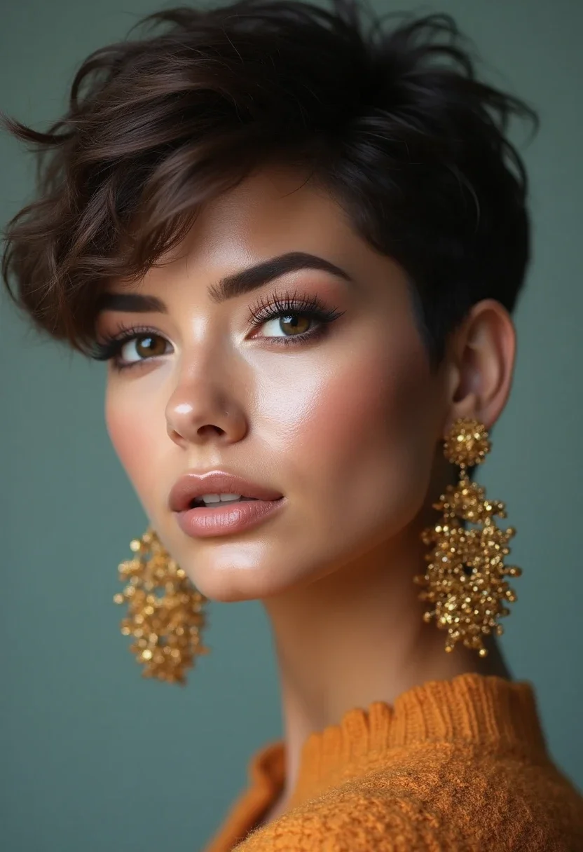 Textured pixie cut hairstyle for formal occasions.