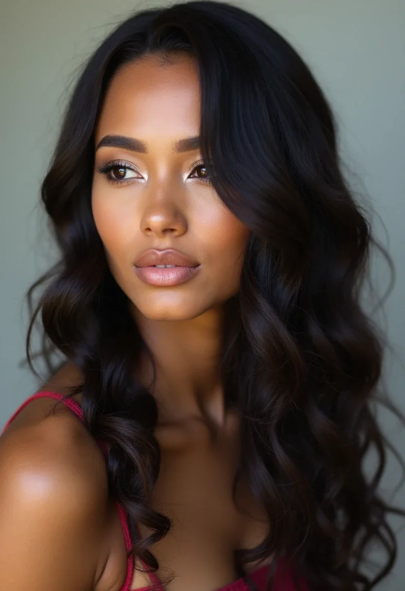 Person with natural hair braid-out style.