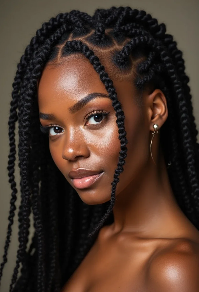 Black woman with two-strand twists, highlighting neat and defined twists.
