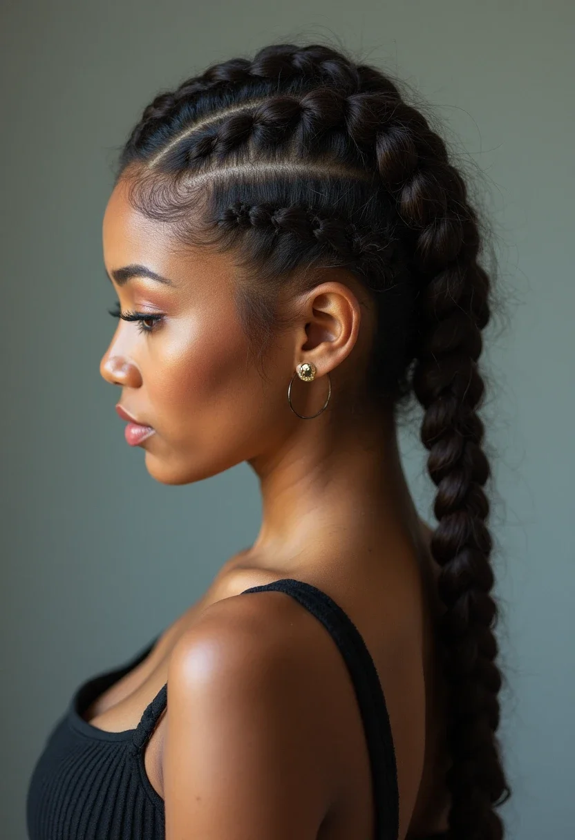 Playful and dynamic double Dutch braids hairstyle for long hair.