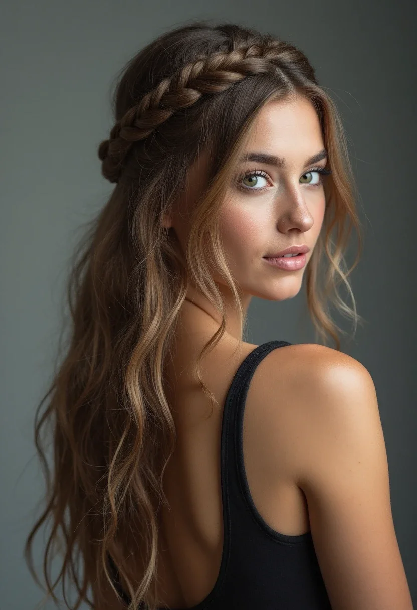 Creative and elegant waterfall braid hairstyle for long hair.