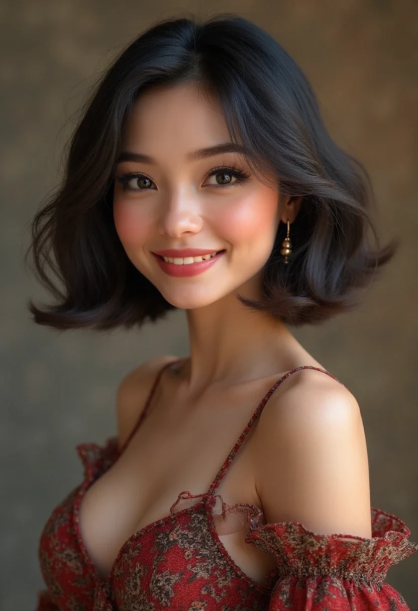 Woman with a classic bob hairstyle.