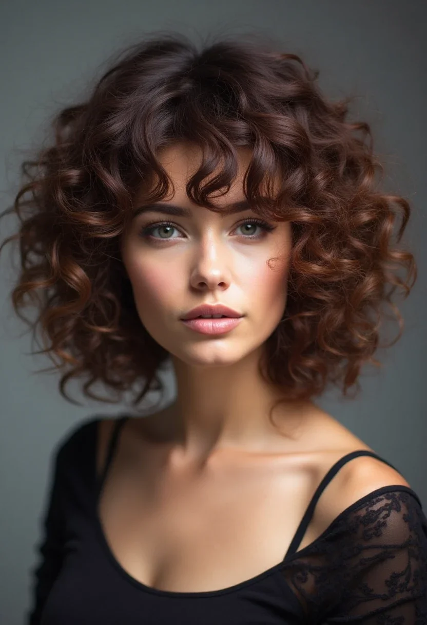 Person with a chic curly bob, highlighting defined curls.
