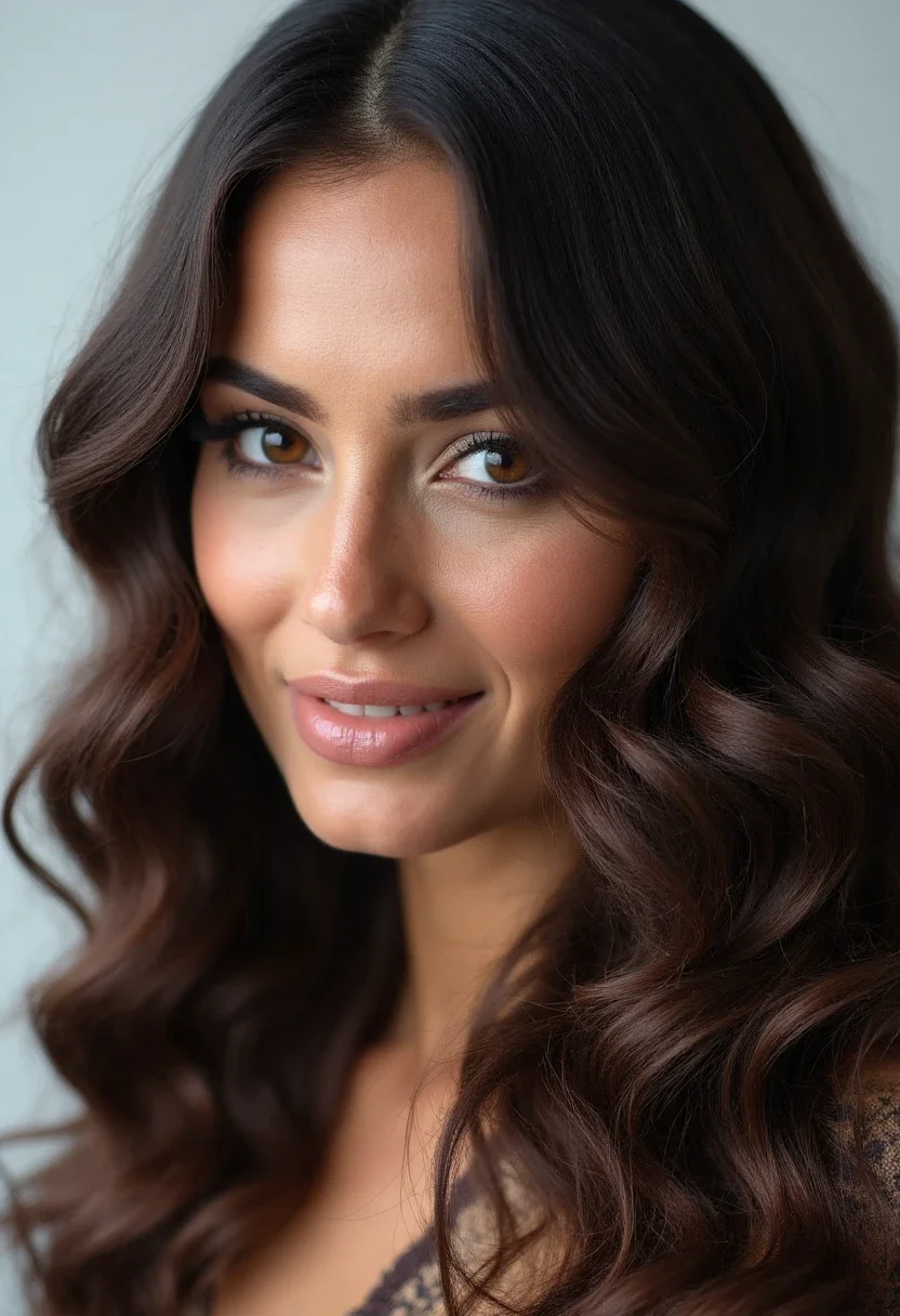 Individual with sleek and defined curls, highlighting a polished look.