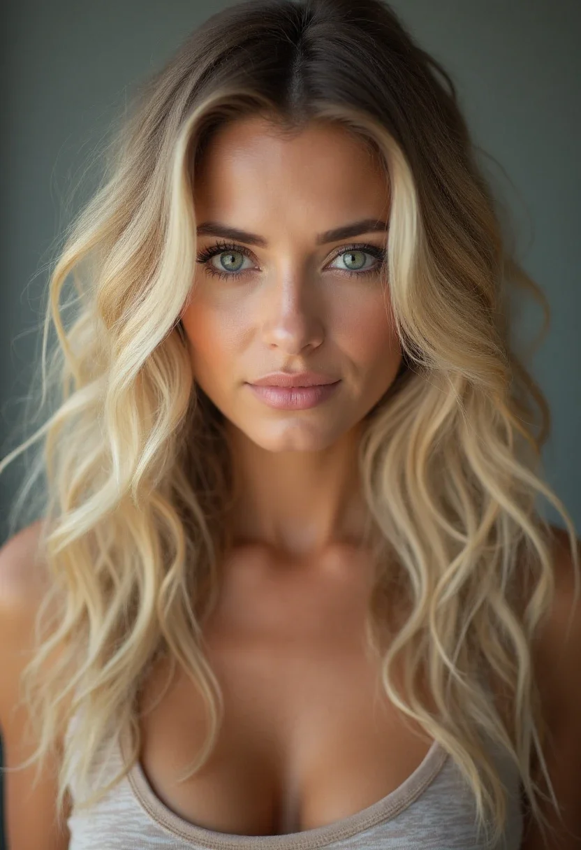 Woman with textured waves hairstyle.